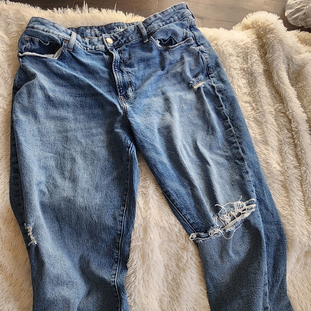 Ana A New Approach mid rise boyfriend denim jeans distressed size 16 tall - Picture 2 of 11